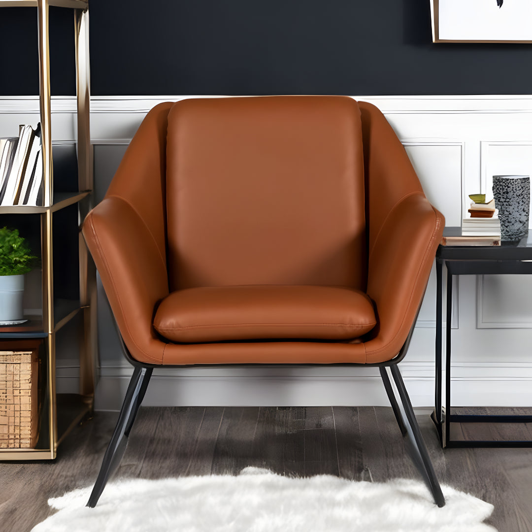 31" Brown And Black Faux Leather Lounge Chair