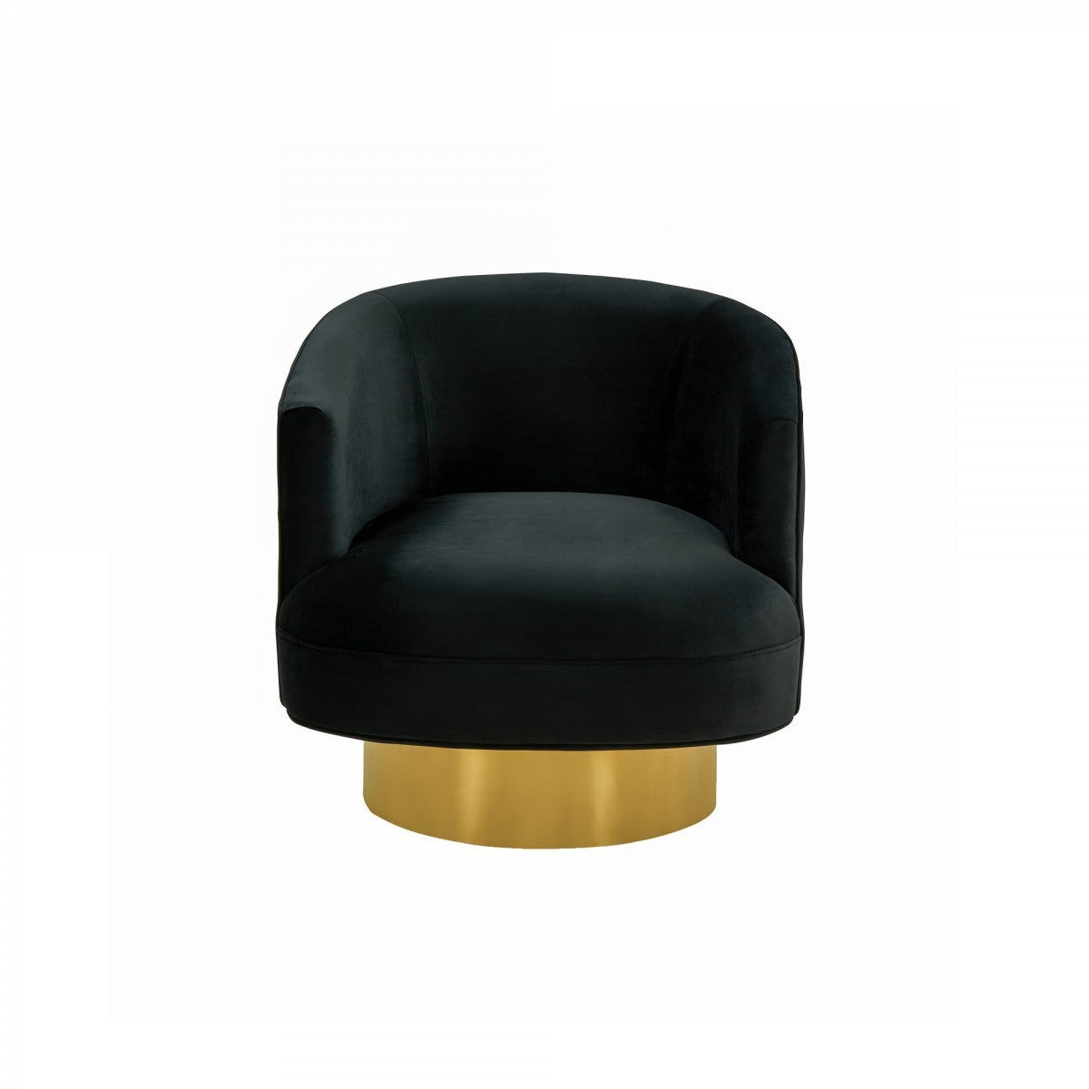 31" Black And Gold Velvet Barrel Chair