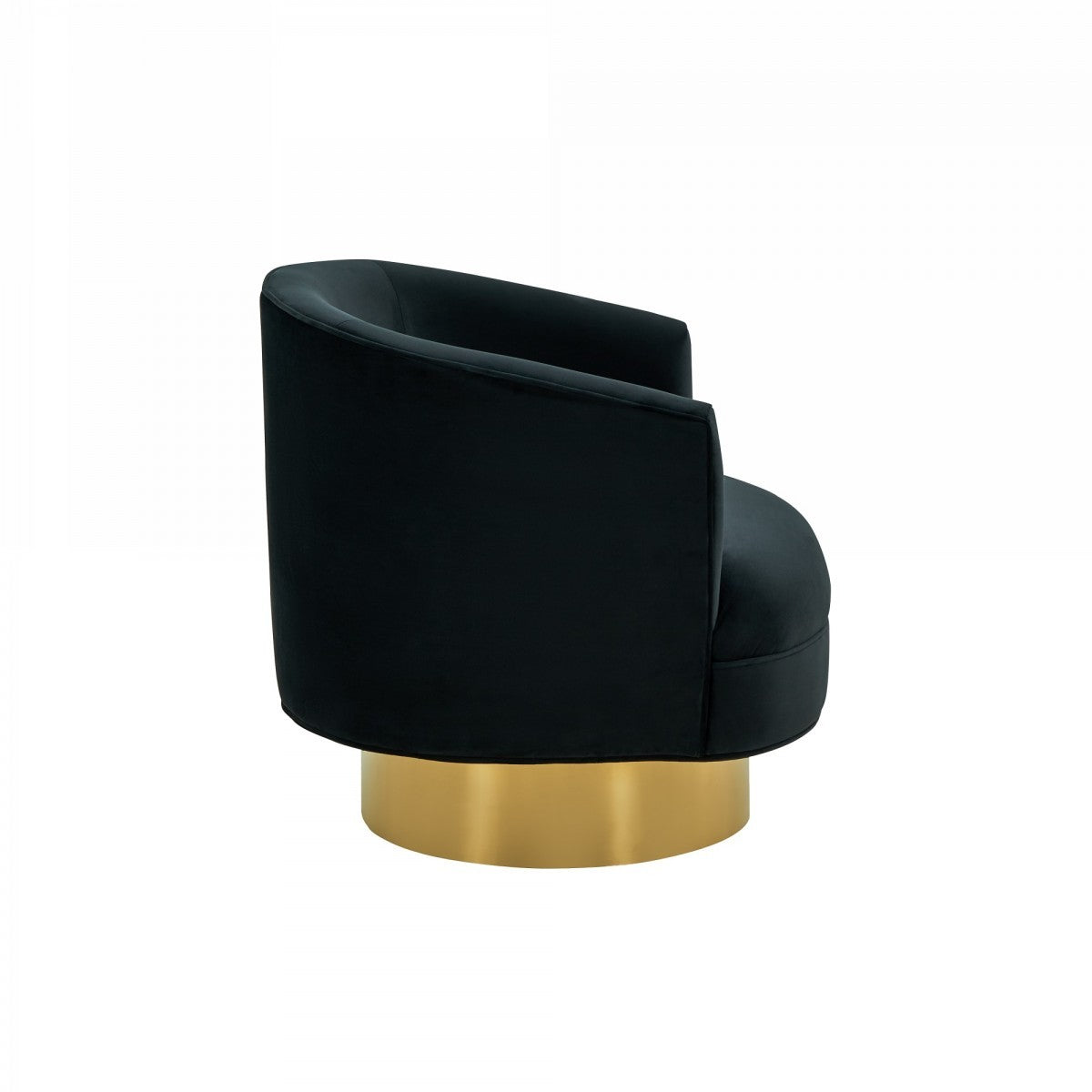 31" Black And Gold Velvet Barrel Chair