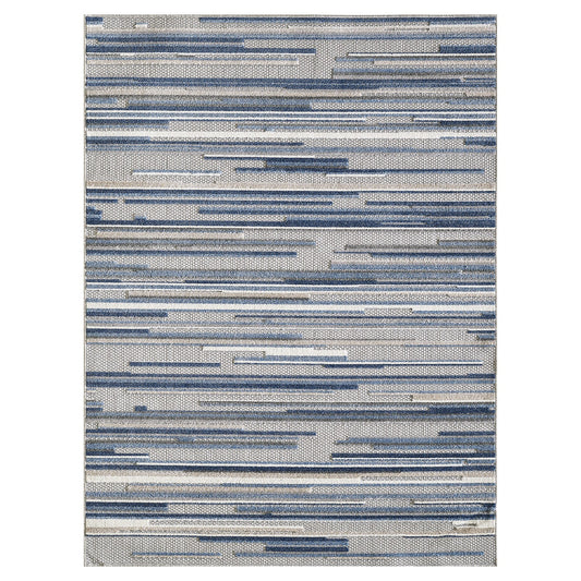 3' X 5' Blue Abstract Stain Resistant Indoor Outdoor Area Rug