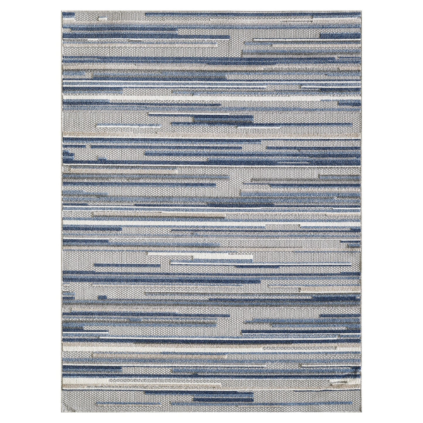 5' X 7' Blue Abstract Stain Resistant Indoor Outdoor Area Rug