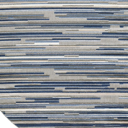 8?? Round Blue Abstract Striped Indoor Outdoor Area Rug