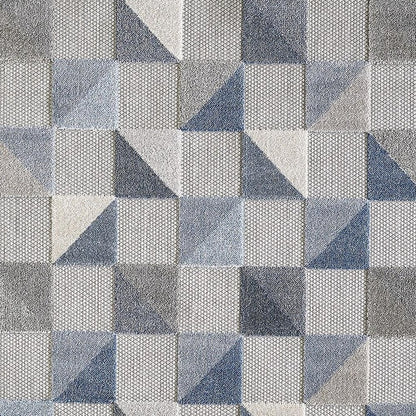 3' X 5' Blue And Gray Geometric Stain Resistant Indoor Outdoor Area Rug