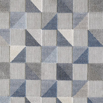 8' X 10' Blue And Gray Geometric Stain Resistant Indoor Outdoor Area Rug