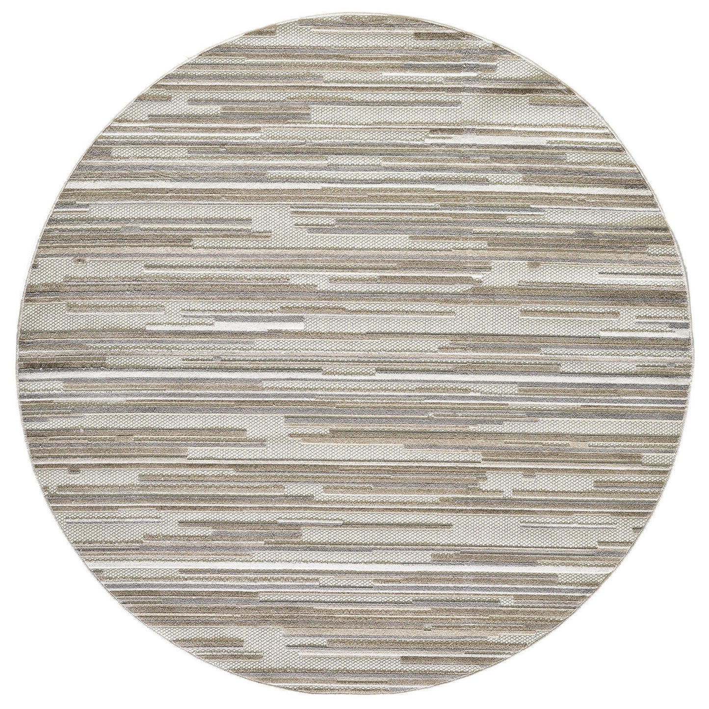 8' Round Gray Round Abstract Stain Resistant Indoor Outdoor Area Rug