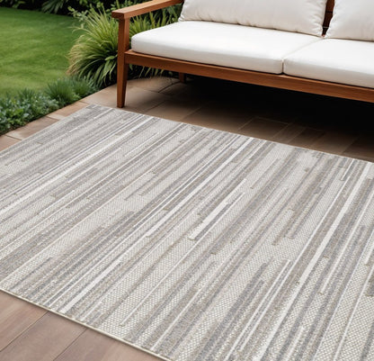 8' X 10' Gray Abstract Stain Resistant Indoor Outdoor Area Rug