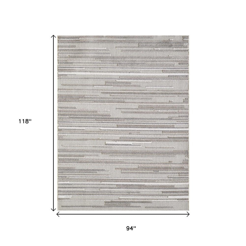 8' X 10' Gray Abstract Stain Resistant Indoor Outdoor Area Rug