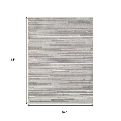 8' X 10' Gray Abstract Stain Resistant Indoor Outdoor Area Rug