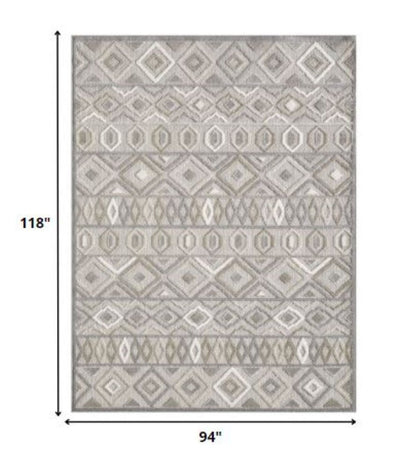 8?? X 10?? Gray Ivory Aztec Pattern Indoor Outdoor Area Rug