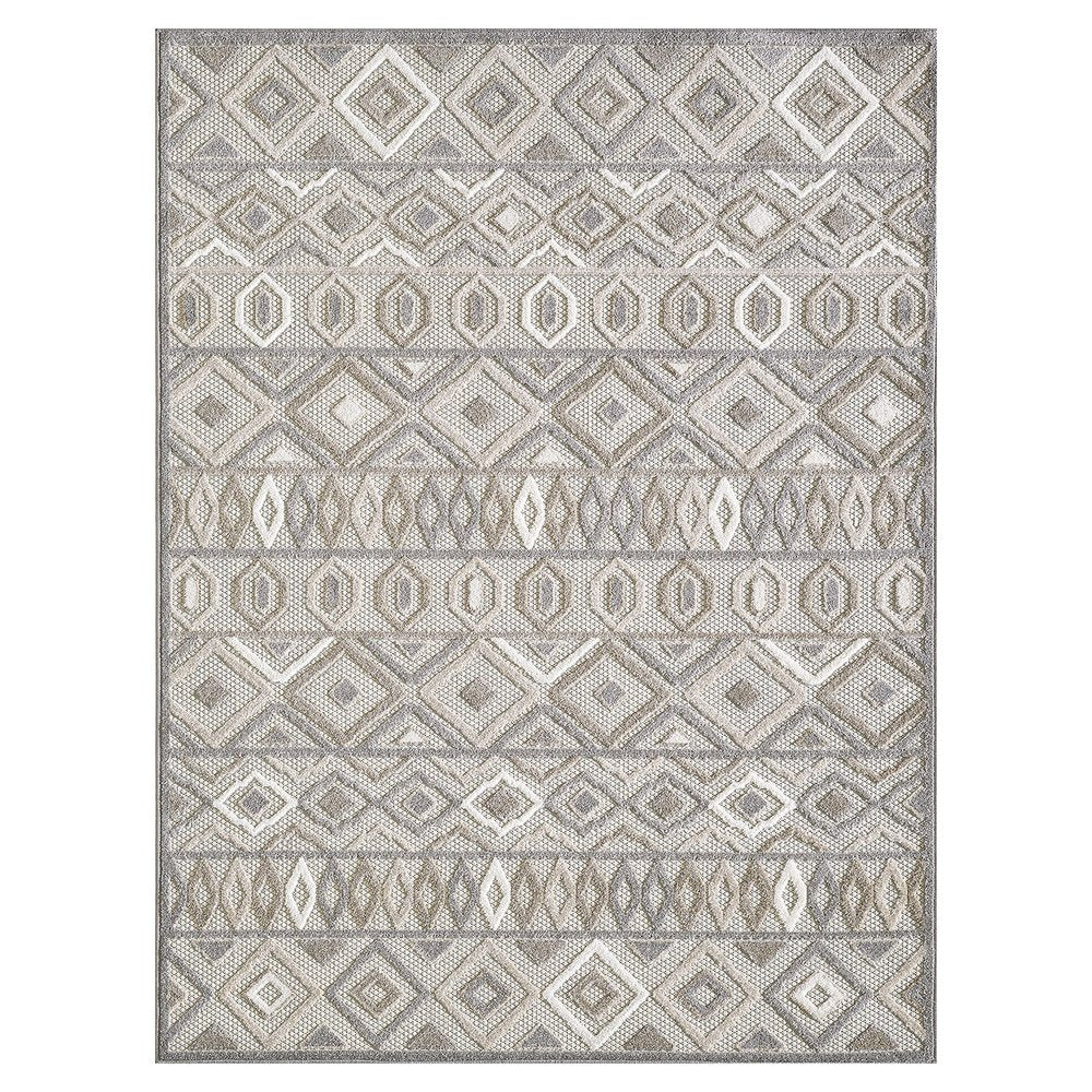 8?? X 10?? Gray Ivory Aztec Pattern Indoor Outdoor Area Rug