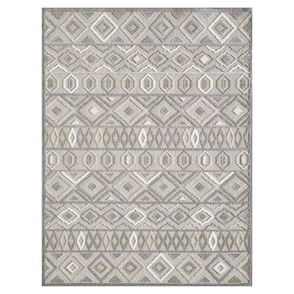 8?? X 10?? Gray Ivory Aztec Pattern Indoor Outdoor Area Rug