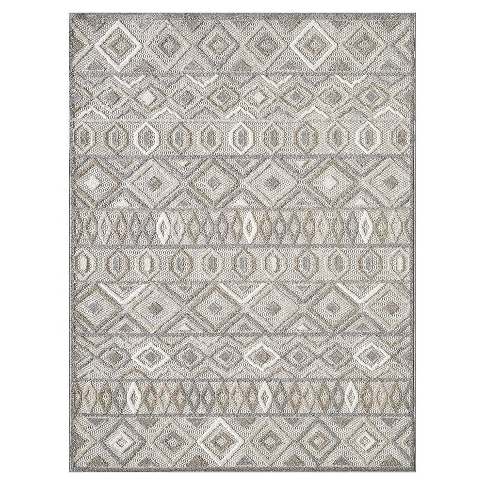 8?? X 10?? Gray Ivory Aztec Pattern Indoor Outdoor Area Rug