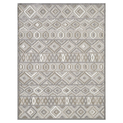 8?? X 10?? Gray Ivory Aztec Pattern Indoor Outdoor Area Rug