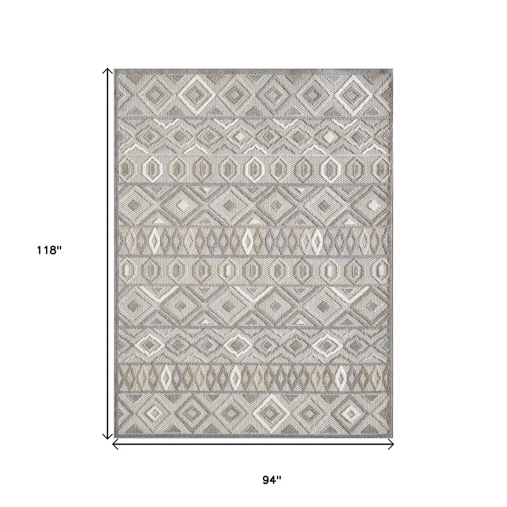 8?? X 10?? Gray Ivory Aztec Pattern Indoor Outdoor Area Rug