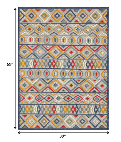 3' X 5' Multi Aztec Pattern Indoor Outdoor Area Rug