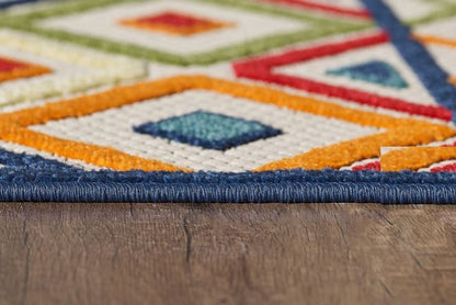 3' X 5' Multi Aztec Pattern Indoor Outdoor Area Rug