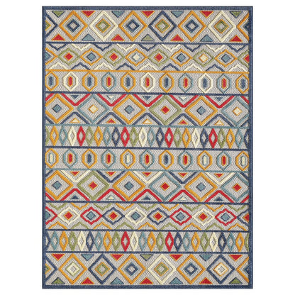 3' X 5' Multi Aztec Pattern Indoor Outdoor Area Rug