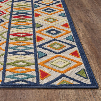 3' X 5' Multi Aztec Pattern Indoor Outdoor Area Rug