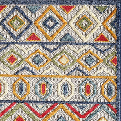 3' X 5' Multi Aztec Pattern Indoor Outdoor Area Rug