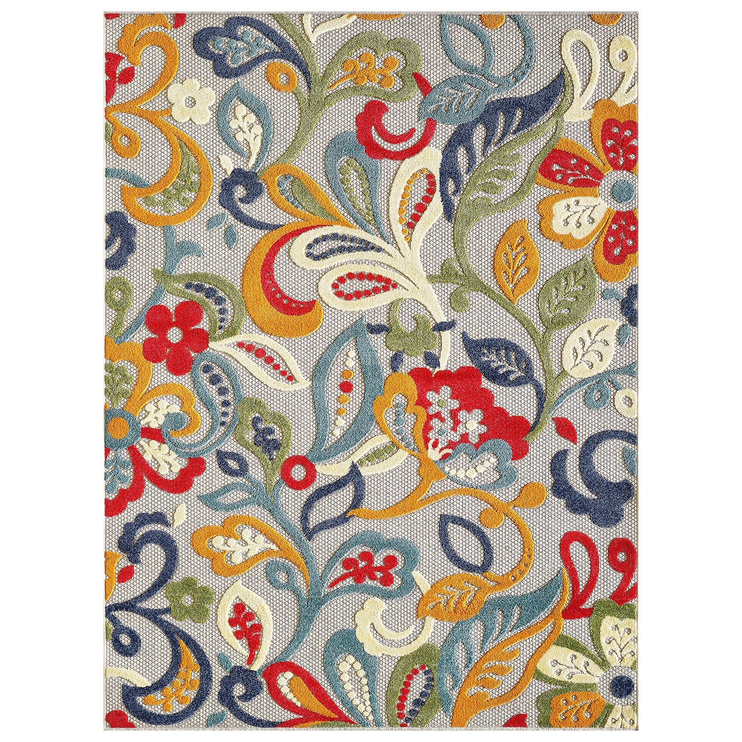 5’ X 7’ Multi Jacobean Floral Indoor Outdoor Area Rug