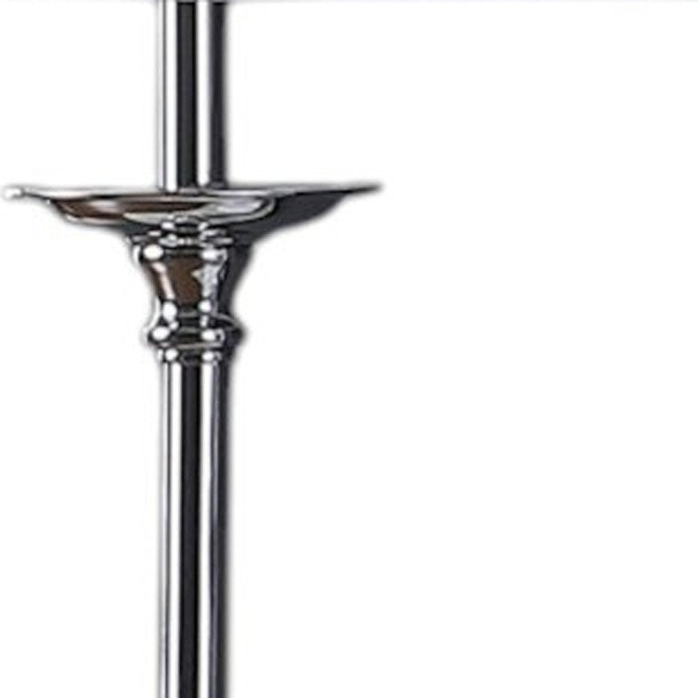 26" Silver Metal And Faux Crystal Table Lamp With White Cylinder Shade