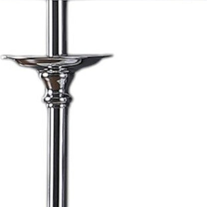 26" Silver Metal And Faux Crystal Table Lamp With White Cylinder Shade