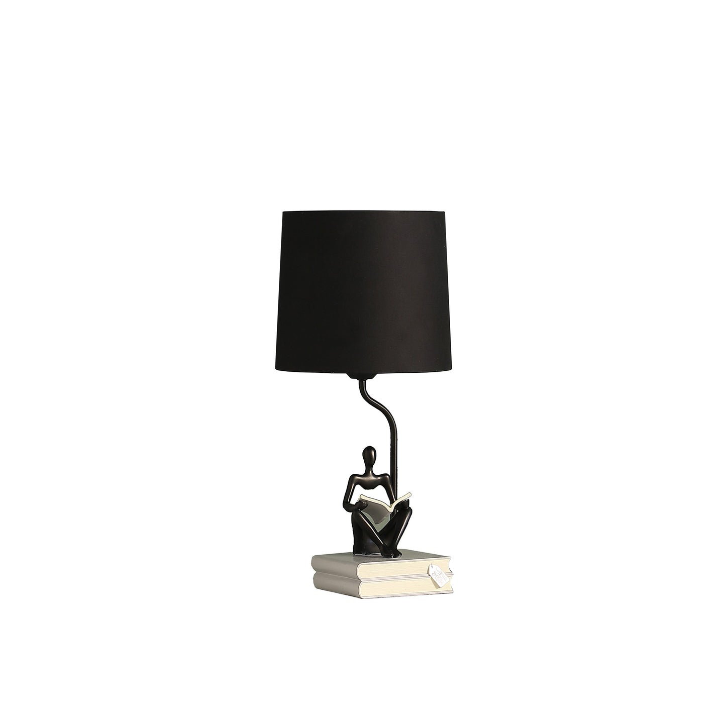 21" Black Table Lamp With Black Globe Shade