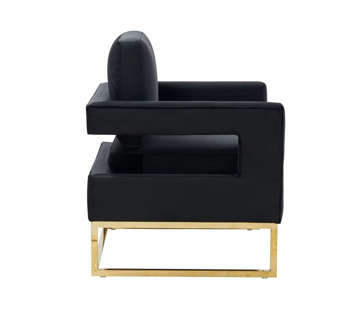 34" Black And Gold Velvet Arm Chair