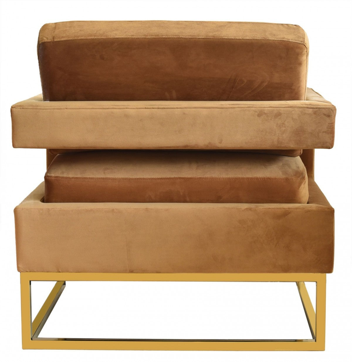 34" Camel And Gold Velvet Arm Chair