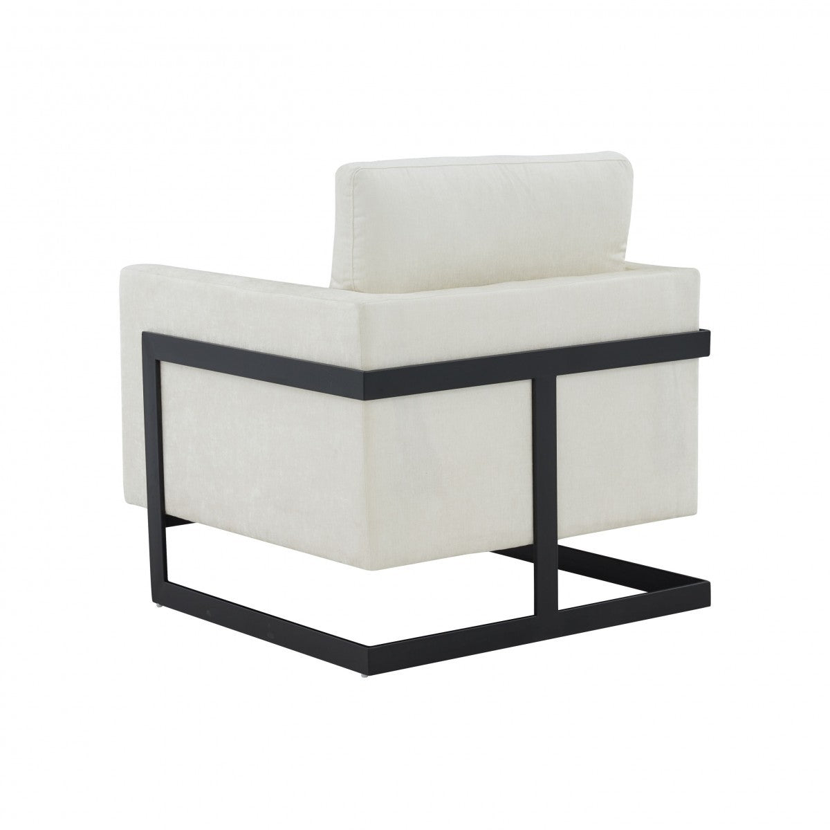 31" Cream And Black Fabric Club Chair