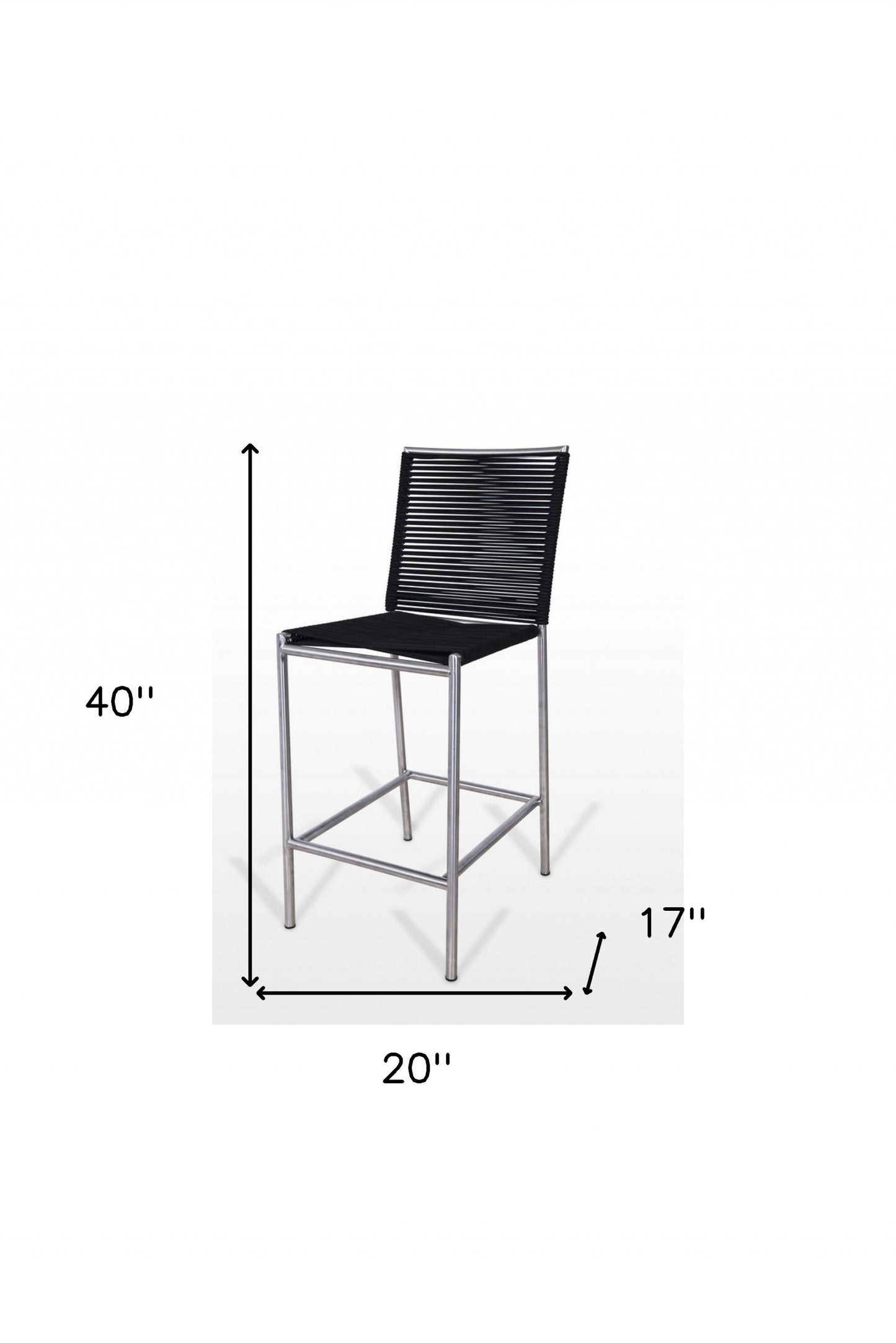 30" Black And Silver Stainless Steel Bar Height Bar Chair