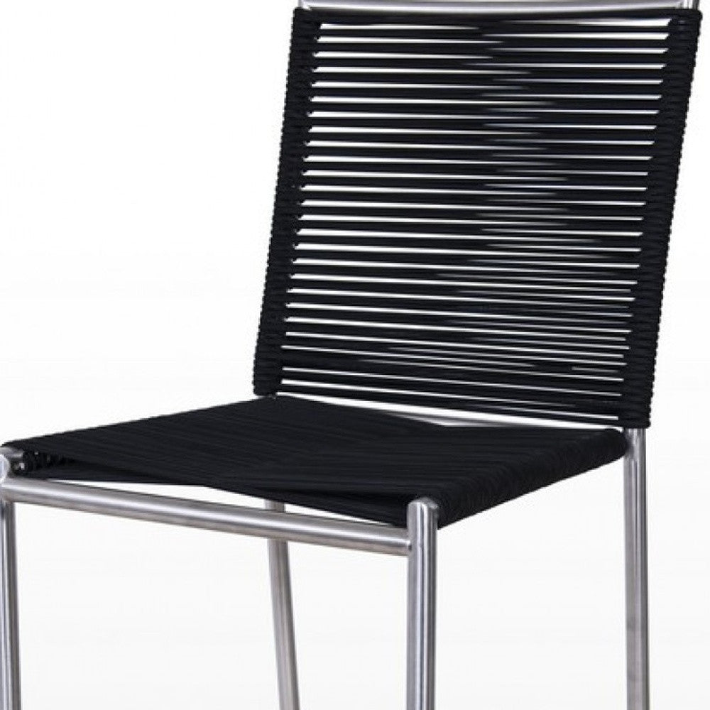 30" Black And Silver Stainless Steel Bar Height Bar Chair