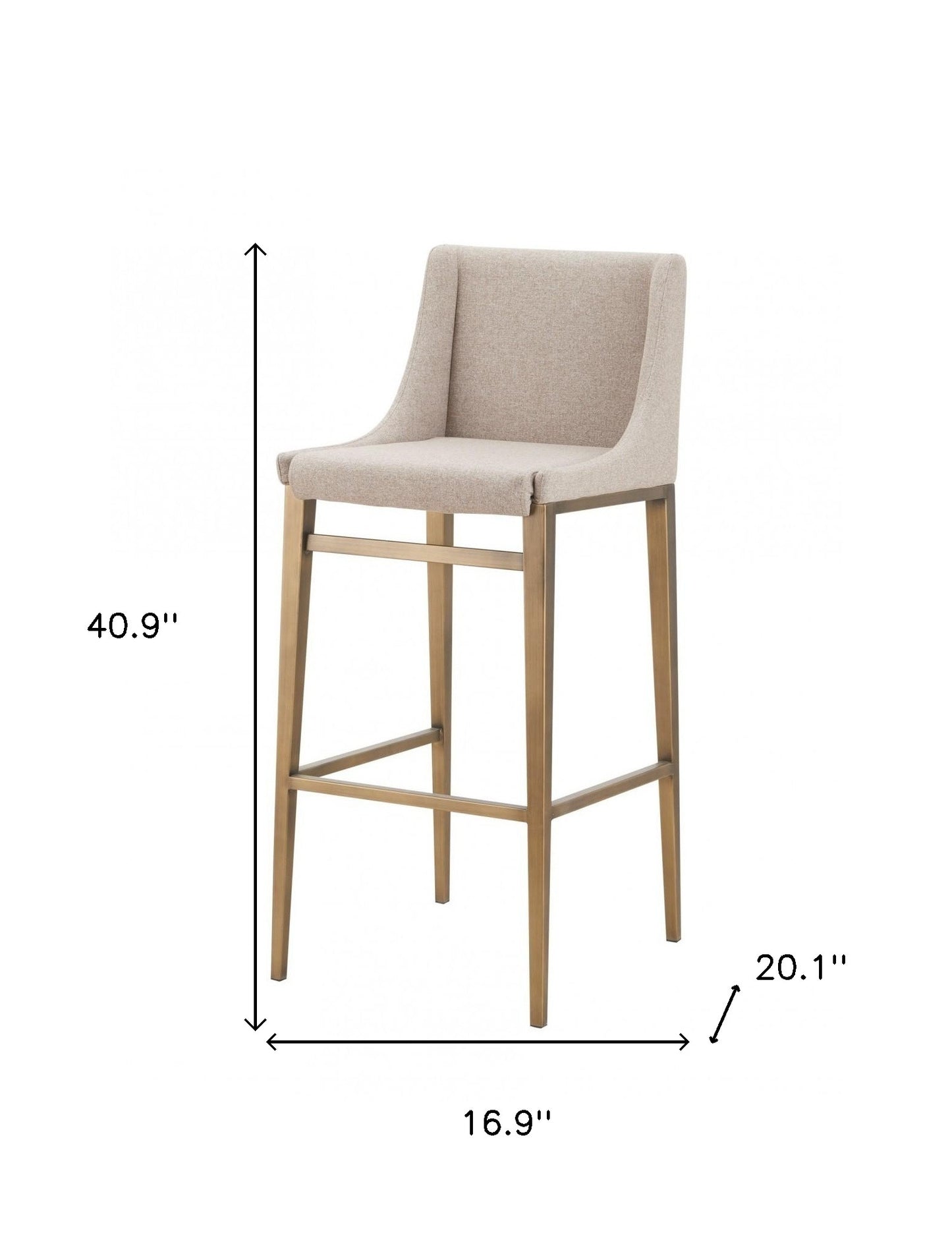 Set of Two 31" Beige And Gold Stainless Steel Bar Height Bar Chairs