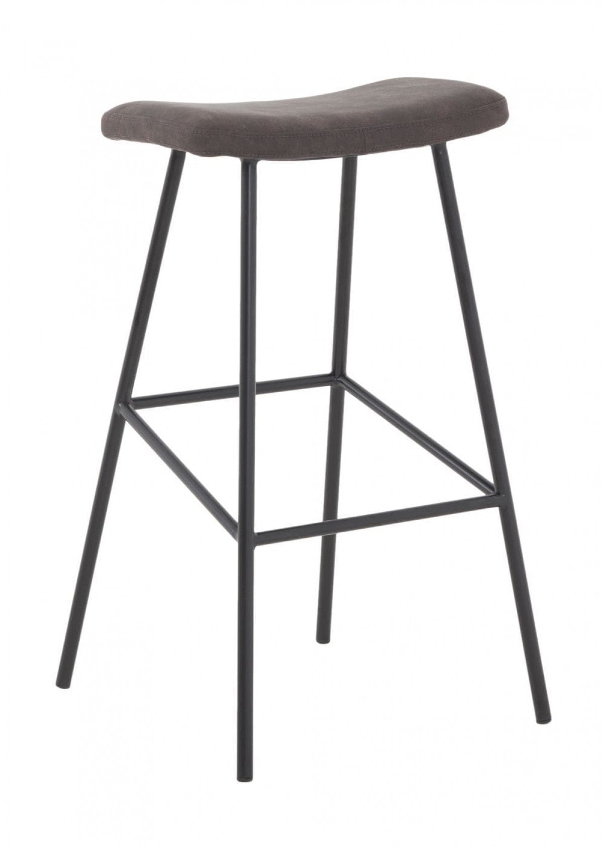 30" Gray And Black Steel Backless Bar Height Bar Chair