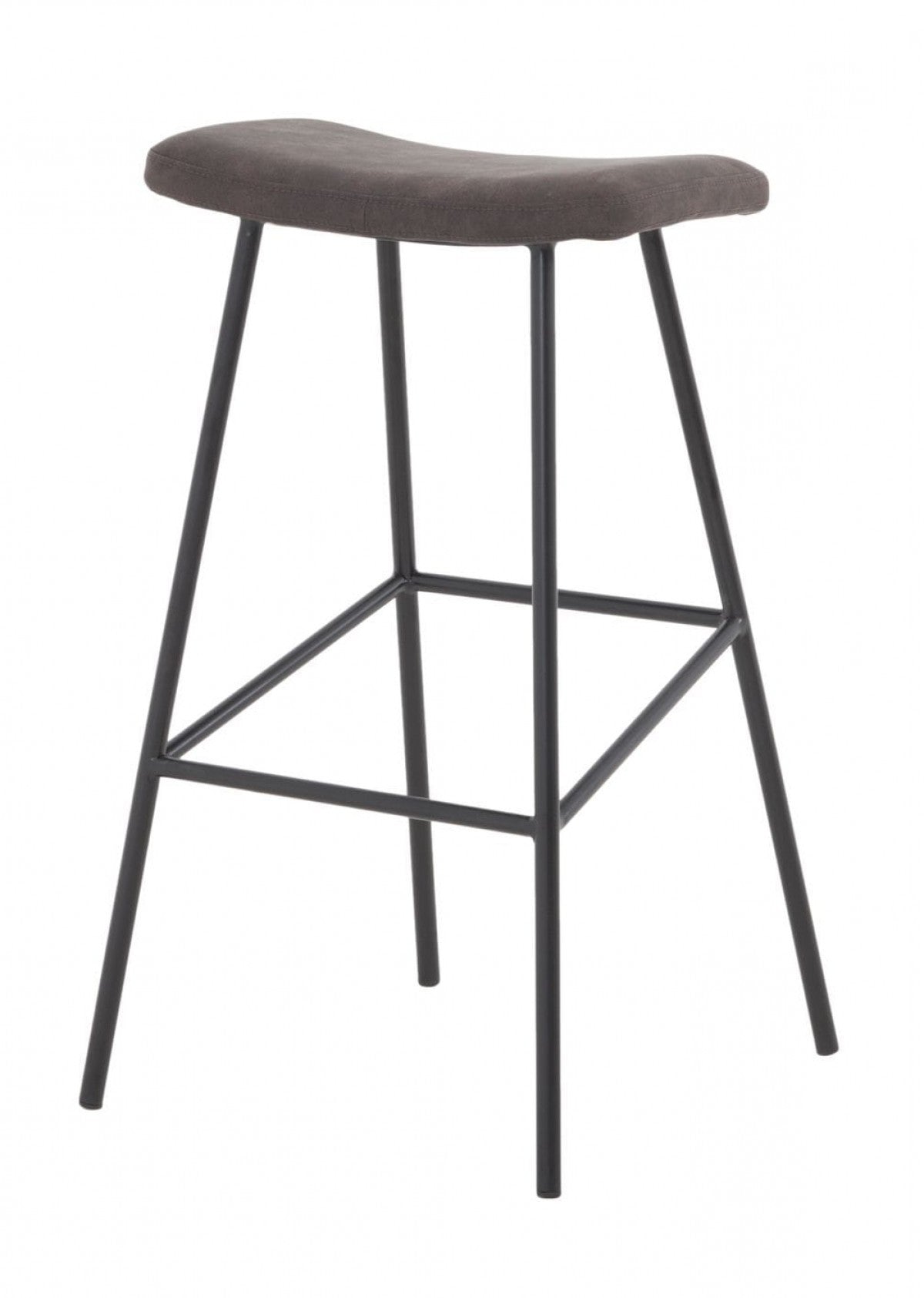 30" Gray And Black Steel Backless Bar Height Bar Chair