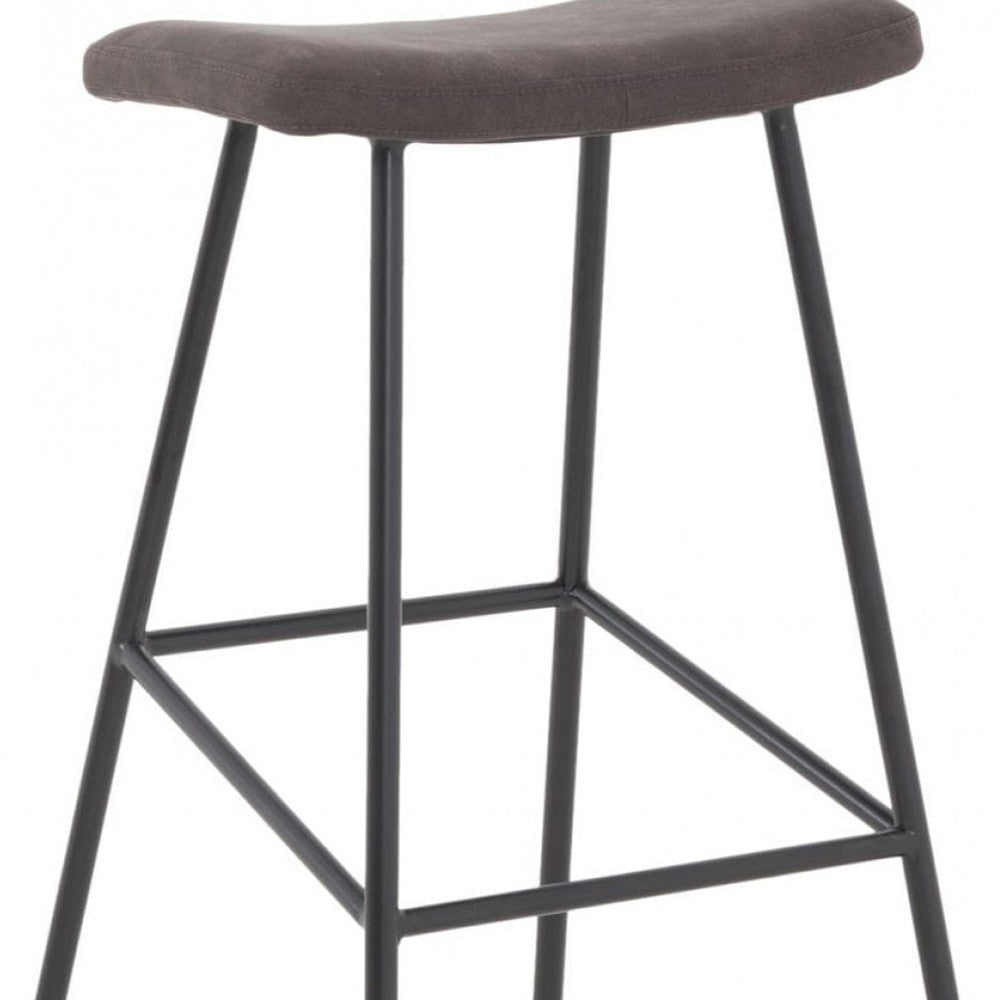 30" Gray And Black Steel Backless Bar Height Bar Chair