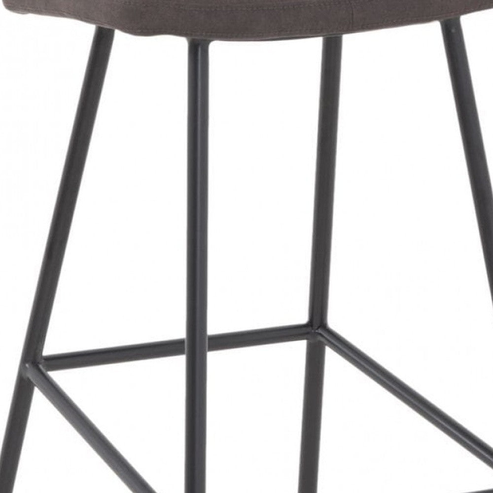 30" Gray And Black Steel Backless Bar Height Bar Chair