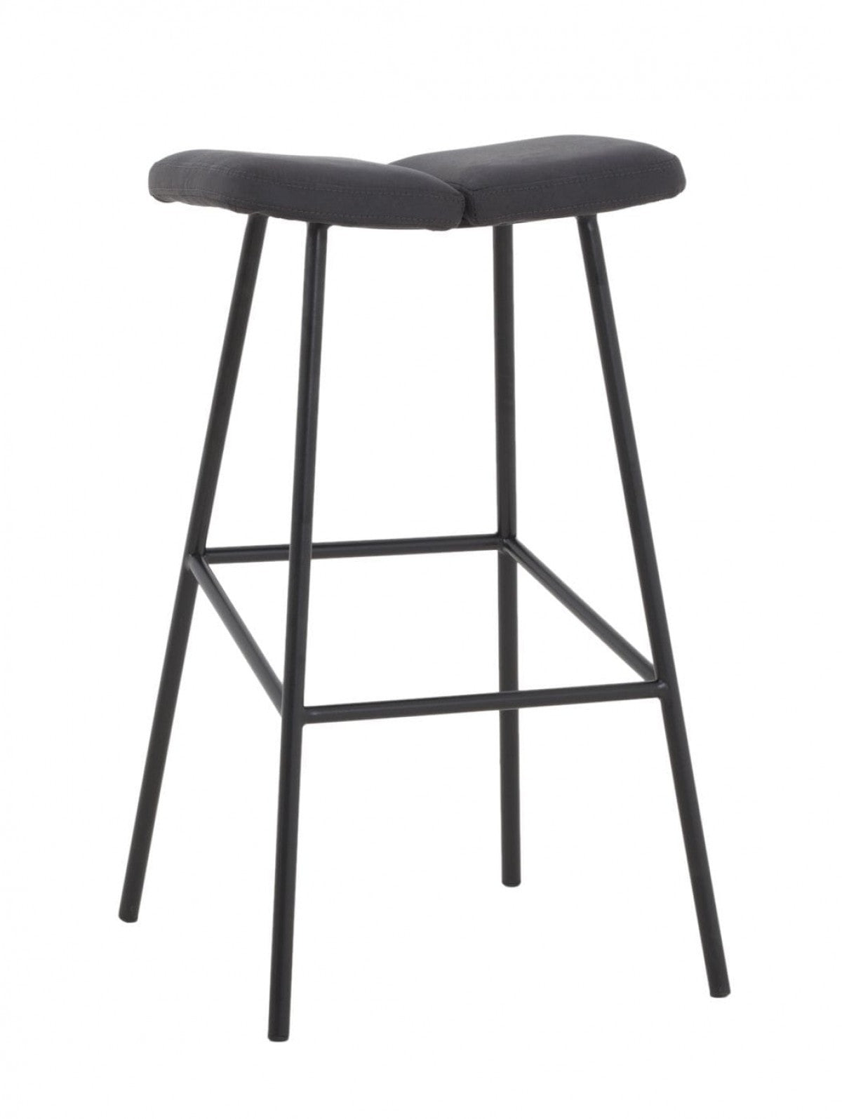 30" Gray And Black Steel Backless Bar Height Bar Chair