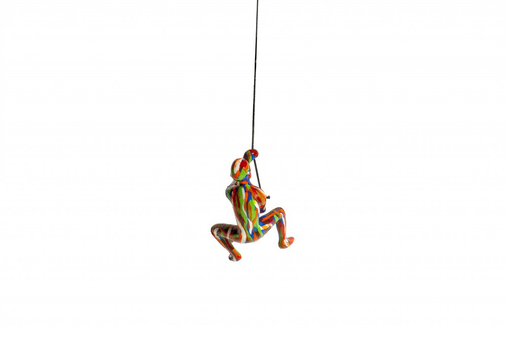 6" X 3" Rainbow Resin Climbing Man Hanging Dimensional Sculpture With Hooks