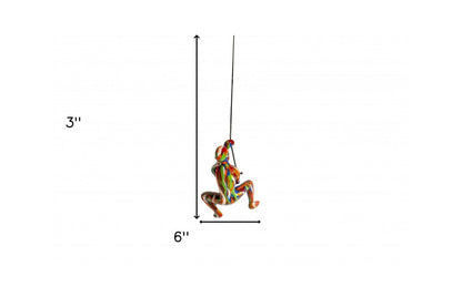 6" X 3" Rainbow Resin Climbing Man Hanging Dimensional Sculpture With Hooks