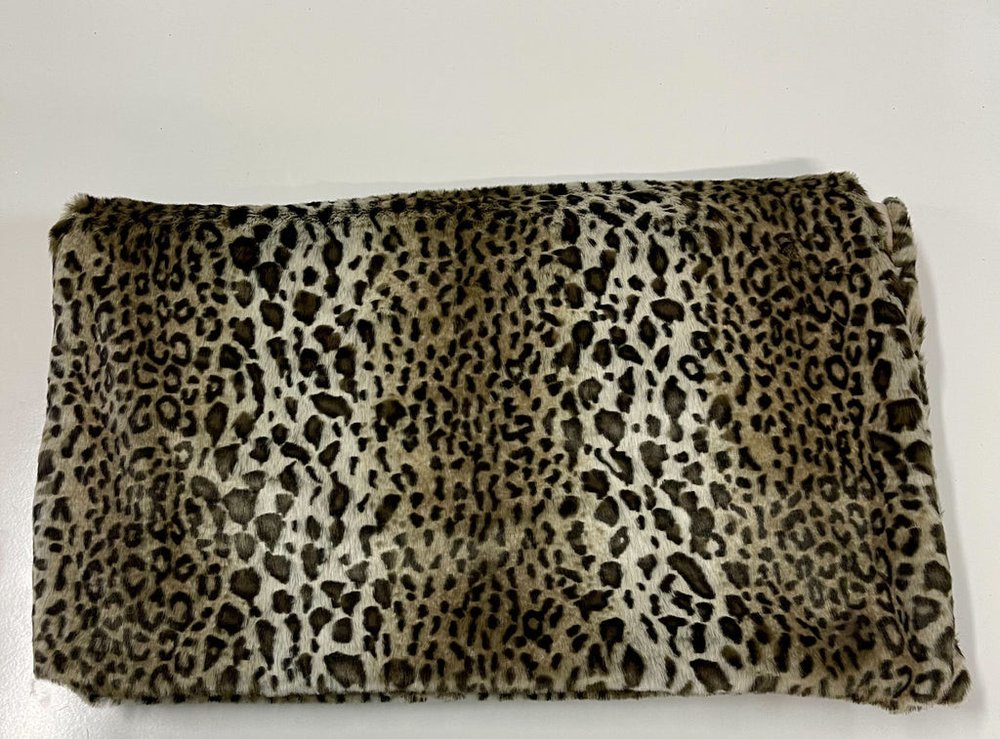50" X 60" Black Brown And Beige Leopard Faux Fur Plush Throw Blanket