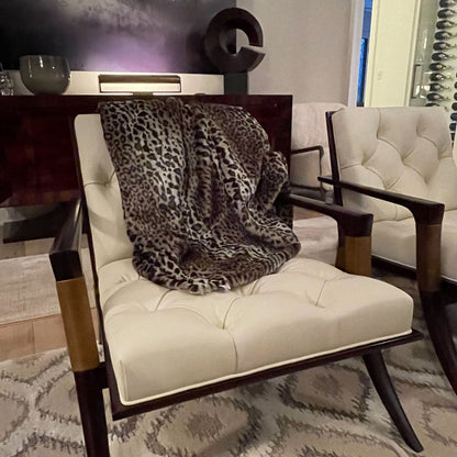 50" X 60" Black Brown And Beige Leopard Faux Fur Plush Throw Blanket