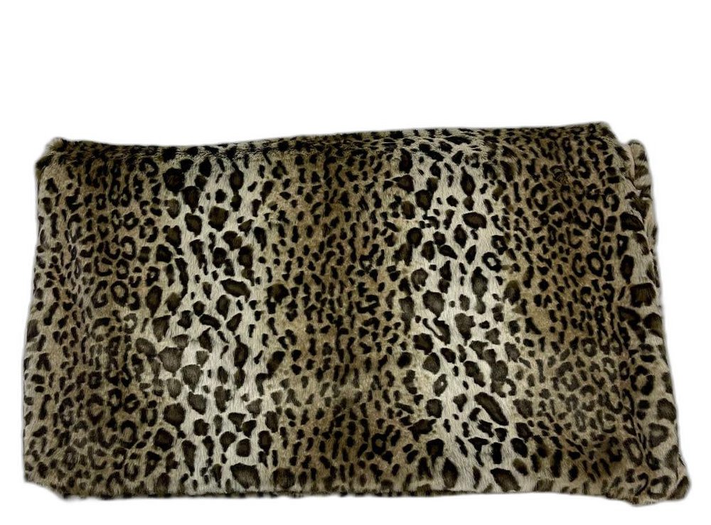 50" X 60" Black Brown And Beige Leopard Faux Fur Plush Throw Blanket