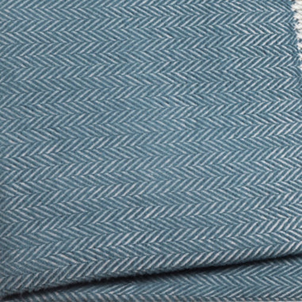 Aqua Blue and White Dreamy Soft Herringbone Throw Blanket