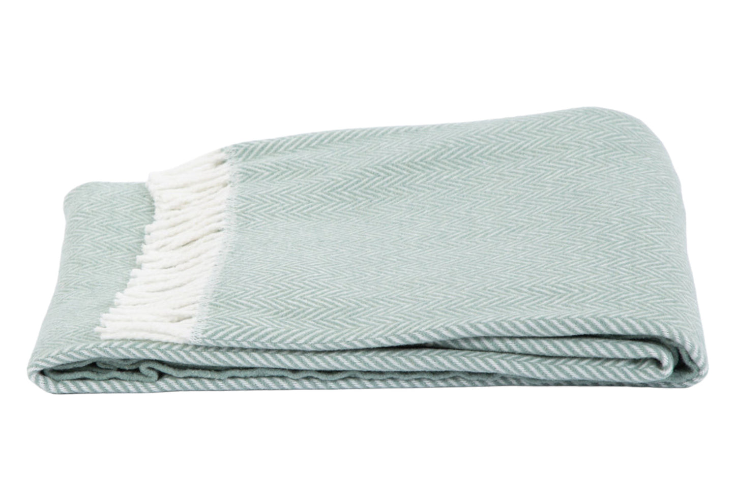 70" X 55" Sage Woven Cotton Herringbone Plush Throw Blanket