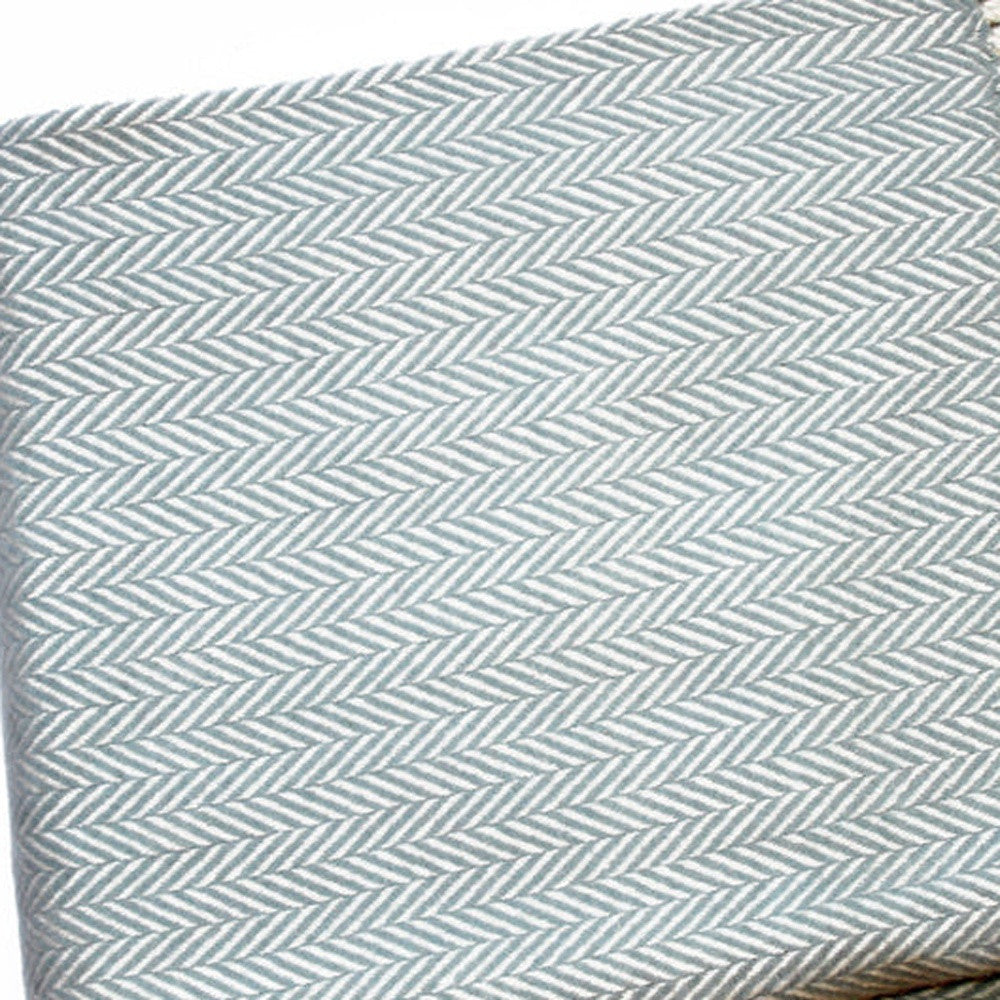 Sky Blue and White Dreamy Soft Herringbone Throw Blanket