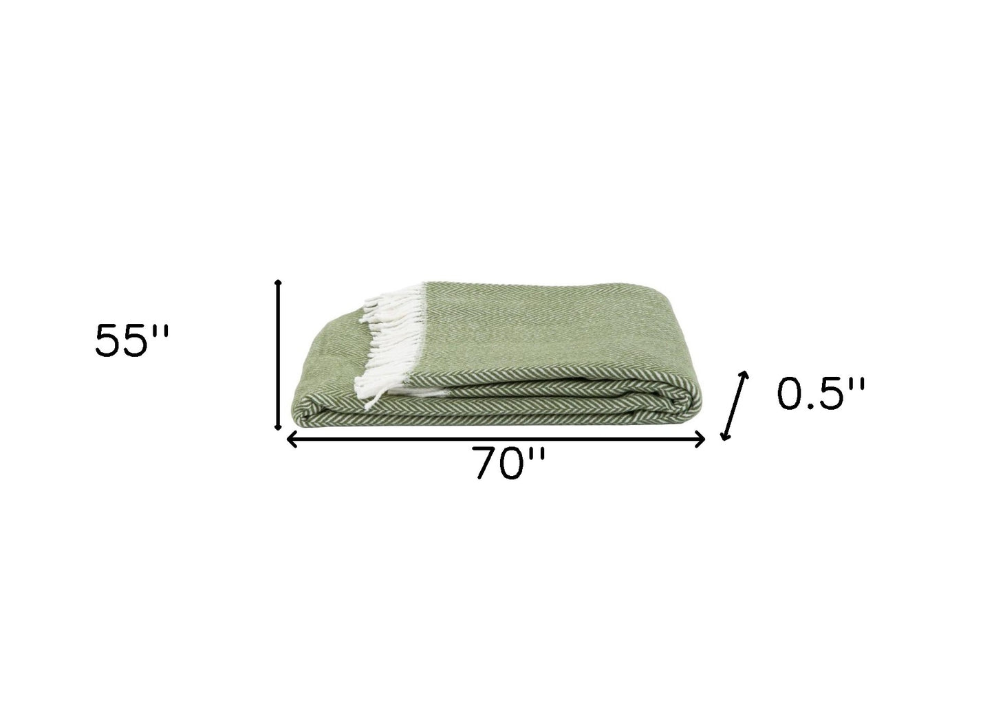 Moss Green and White Dreamy Soft Herringbone Throw Blanket