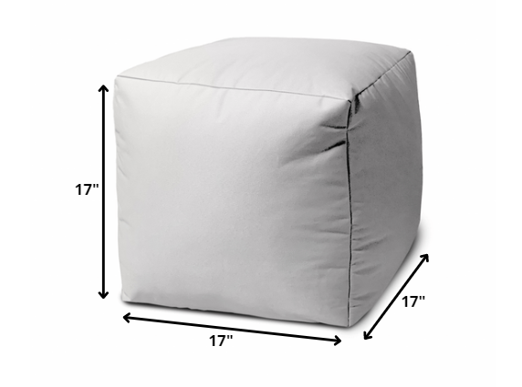 17" Cool Crisp White Solid Color Indoor Outdoor Pouf Ottoman