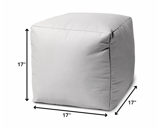 17" Cool Crisp White Solid Color Indoor Outdoor Pouf Ottoman