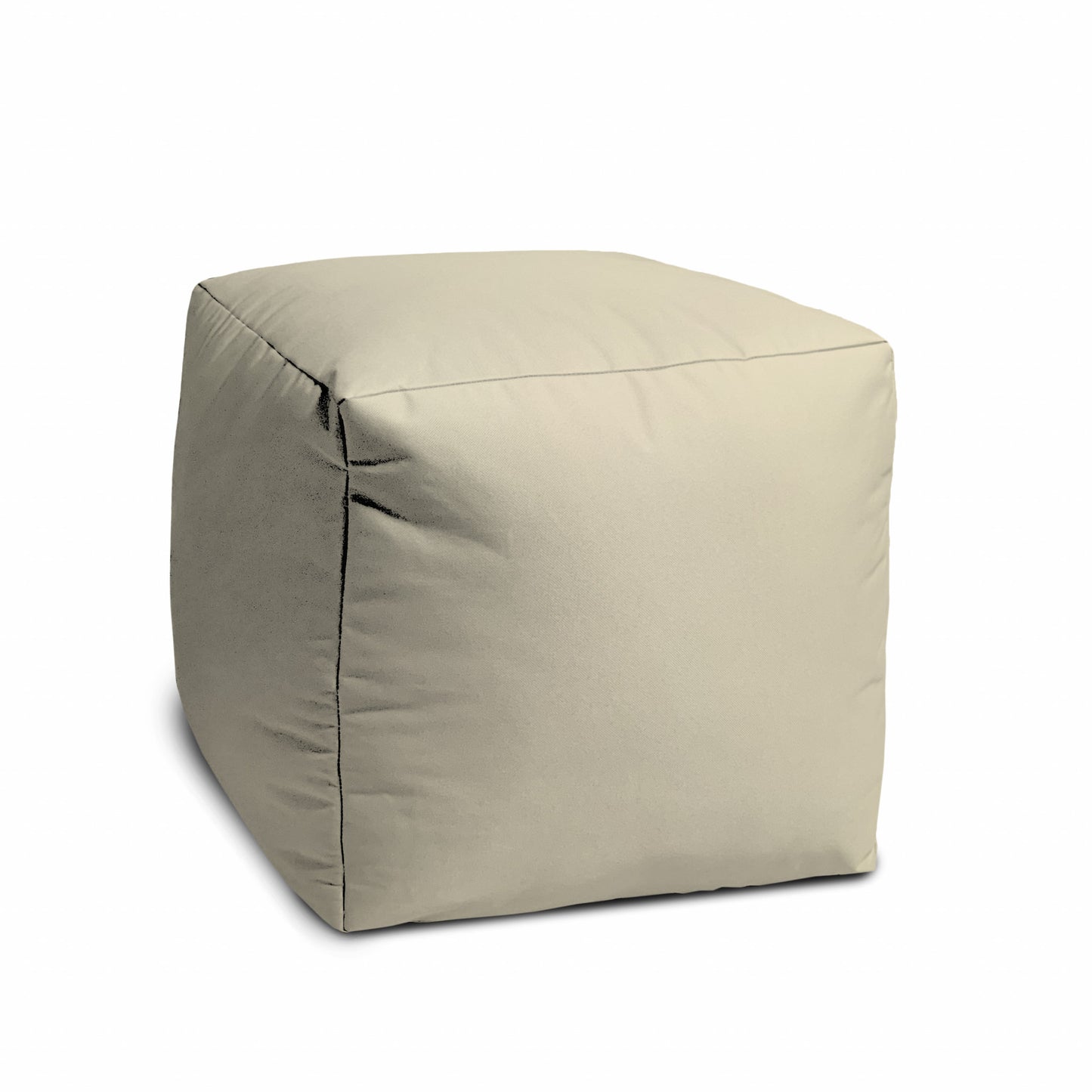 17" Ivory Canvas Cube Outdoor Pouf Ottoman